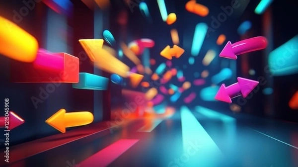 Fototapeta Abstract image featuring arrows pointing directions in a dynamic space