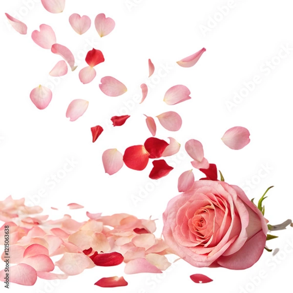 Fototapeta Red rose petals falling