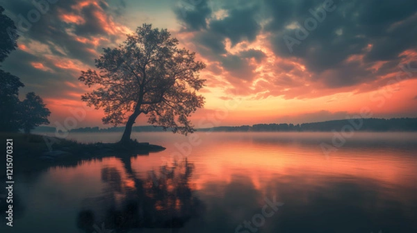 Obraz sunset over the lake