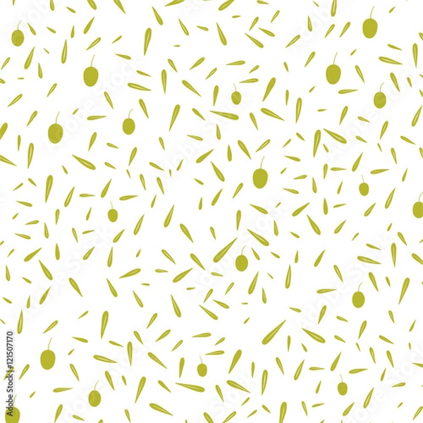 Fototapeta Olive and olive leaves pattern. Vector illustration