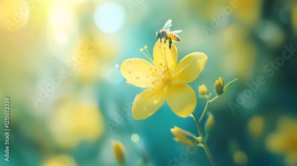 Obraz bee on yellow flower
