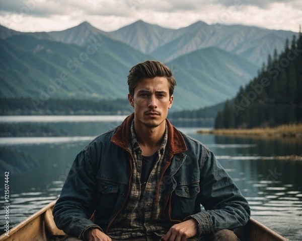 Fototapeta AI-generated image of a young man, portraying confidence and modern style. The scene highlights youthfulness, strength, and contemporary aesthetics.

