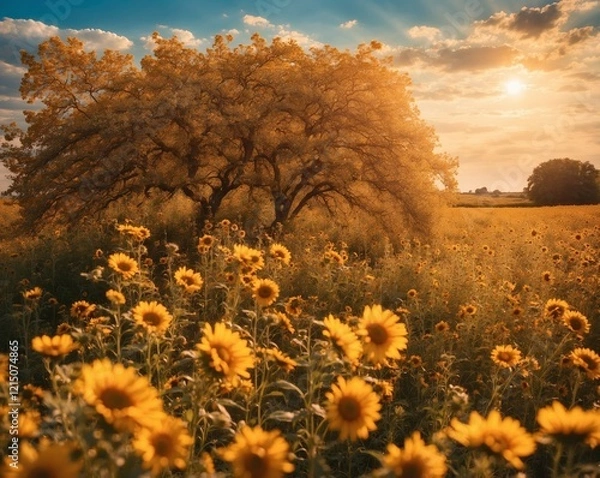 Obraz AI-generated image of a beautiful landscape, showcasing natural beauty with vibrant colors and serene scenery. The scene captures tranquility, nature, and breathtaking views.

