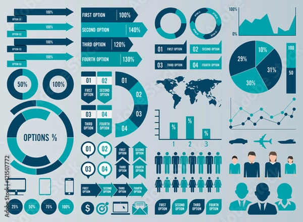Obraz Mega Set Infographic Elements Vector Design