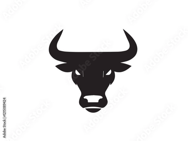 Fototapeta Bull head silhouette isolated on white background. Bull icon vector, filled flat sign, Symbol, logo illustration