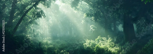 Obraz sun rays in the forest