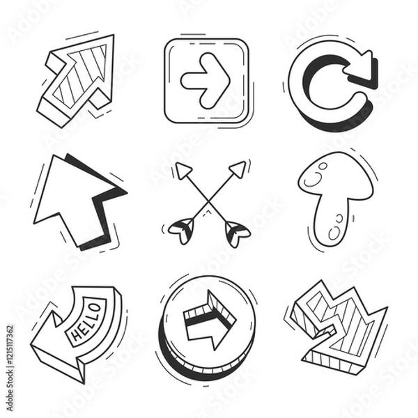 Fototapeta Hand-Drawn Arrows Collection – Various Directional and Symbolic Arrows