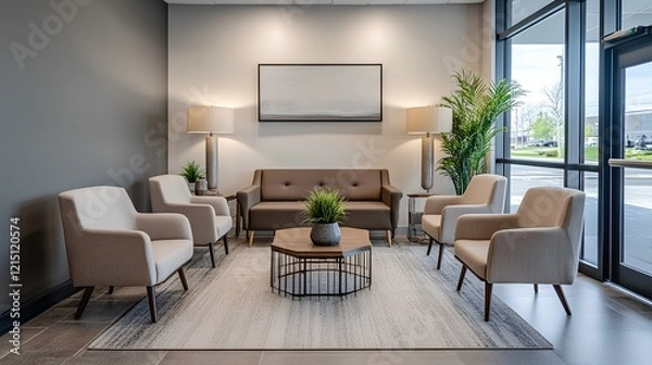Obraz Welcoming waiting area with comfortable seating furnitures