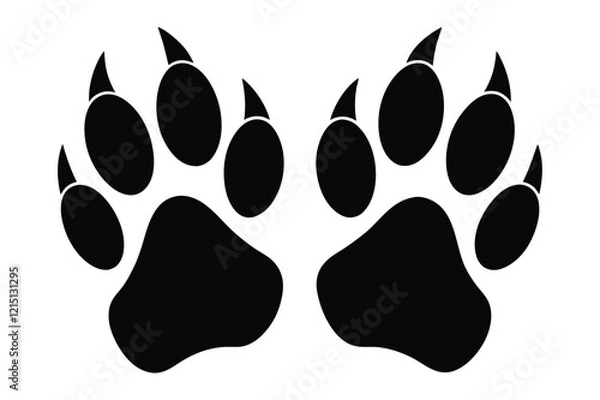 Fototapeta Tiger footprints silhouette logo icon vector illustration.