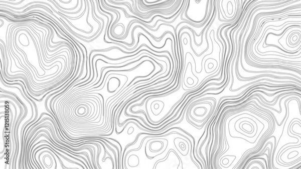 Fototapeta Topographic map contours in hilly or mountainous terrain, similar cartography illustration. Topography and geography map grid abstract backdrop.