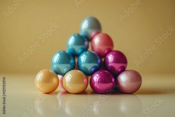 Fototapeta Sparkling Pastel Pyramid A Festive Arrangement of Shimmering Easter Eggs