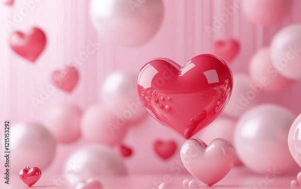 Fototapeta Saint Valentines Day and 8 march womans day pink 3d background