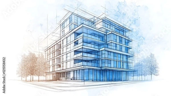 Obraz Architectural table displaying building designs in a bright creative studio image