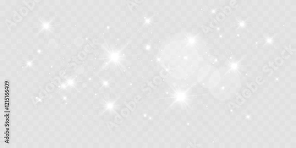 Fototapeta Light sparkle glitter shine glow with transparent glittering light effects, sparkling stars, white bokeh, and shiny glow on a checkered background, perfect for Christmas themes.
