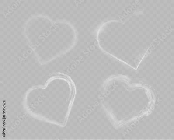 Fototapeta Transparent smoke heart shape with a soft, ethereal design, perfect for love and romantic themes.