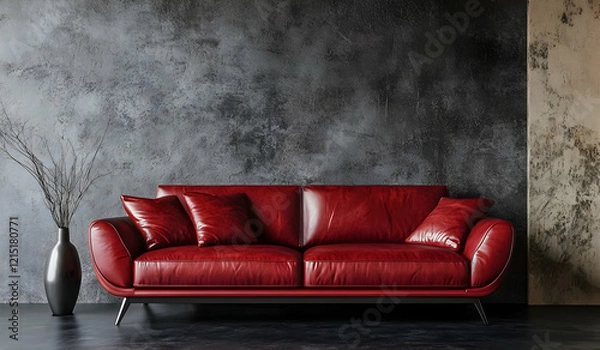 Obraz red sofa with gray background