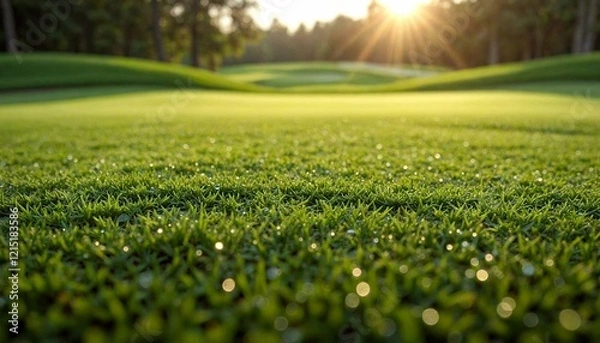 Obraz Morning Dew on Golf Course Greens