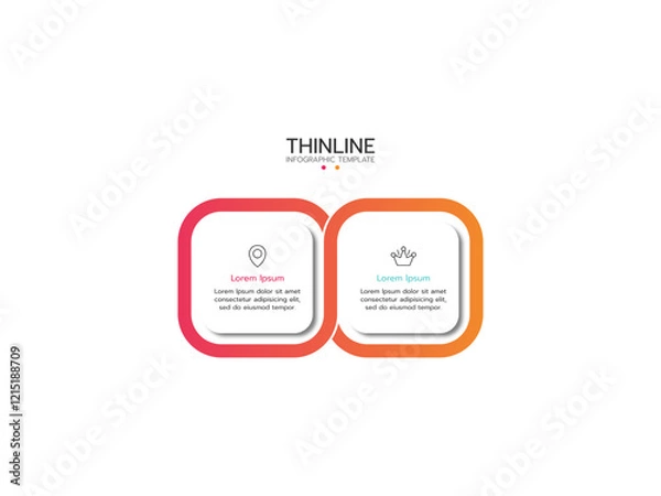 Fototapeta Business process. Thinline infographics with 3 steps, options. Vector chart.