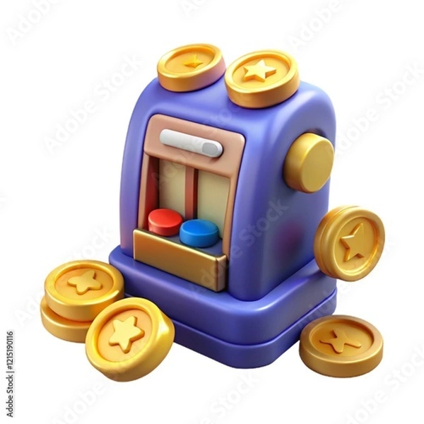 Fototapeta Detailed 3D render of isolated slot machine for casino and betting

