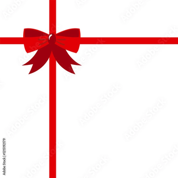 Obraz Flat Red gift bows of ribbon on greeting or invitation cards envelopes with copy space vector illustration