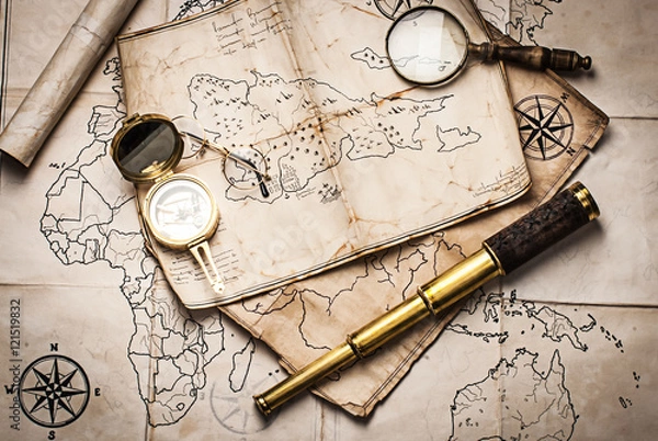 Fototapeta old pirate treasure map