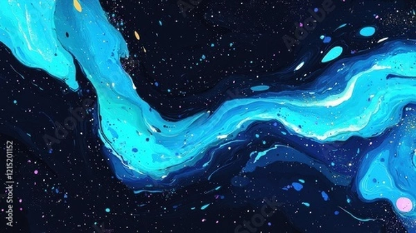 Fototapeta Abstract Cosmic River: A Celestial Acrylic Pour Painting