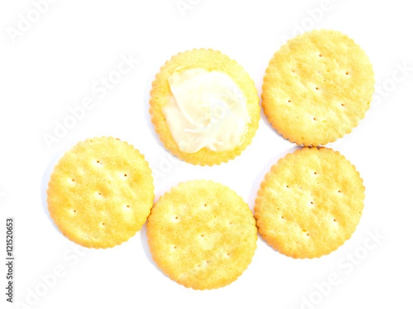 Fototapeta crackers or biscuits on white background
