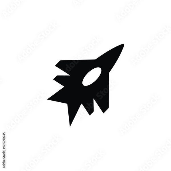 Obraz Fighter military aircraft icon - Jet fighter icon  Black Fighter Jet Icon For Apps, Vector  fighters plane on white background 