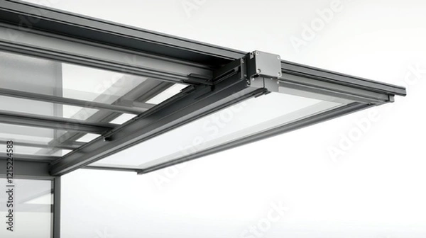 Obraz Retractable awning detail, aluminum frame, studio shot, modern design, architectural