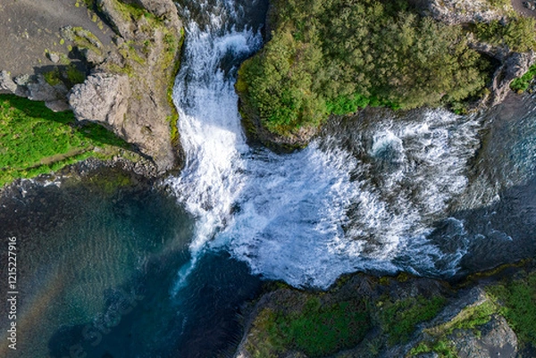 Obraz Hjalparfoss Waterfall, Hjálparvegur