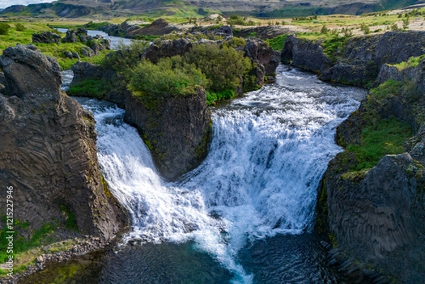 Obraz Hjalparfoss Waterfall, Hjálparvegur