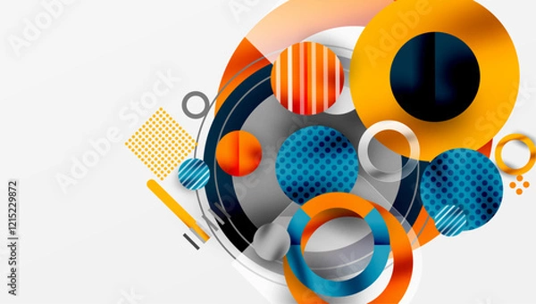 Obraz Abstract Geometric Background with Overlapping Transparent Shapes