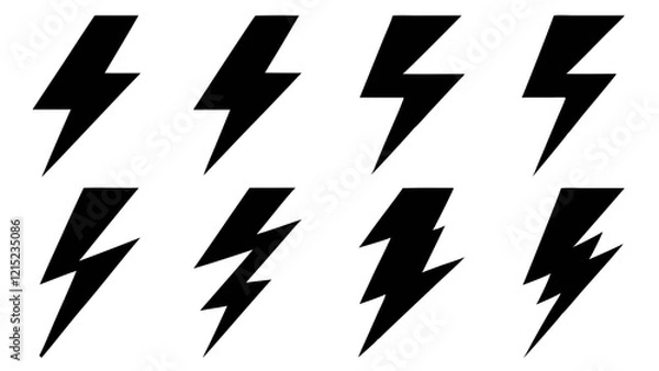 Obraz Bold Lightning Bolt Icons on a White Background