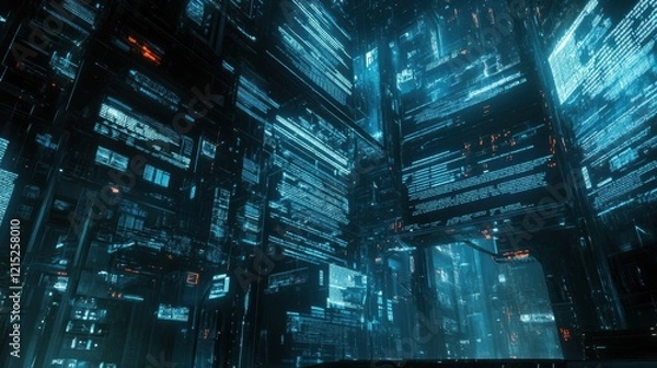 Fototapeta Futuristic Virtual Development Environment with Bright Lighting