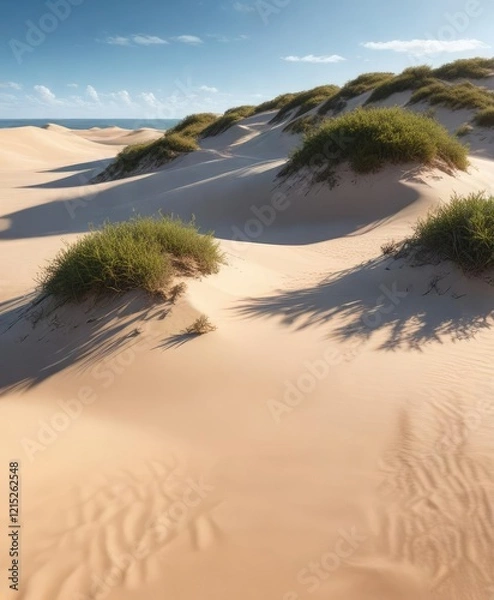 Fototapeta Erosion of sand dunes and loss of vegetation in a coastal area, erosion of sand dunes, vegetation loss, coastal degradation