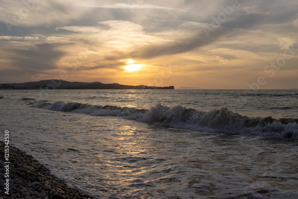 Fototapeta Sunset on a beach, Acharavi, Korfu, Greece