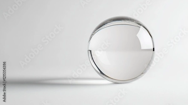Fototapeta Crystal sphere, studio, white background, reflection, product display