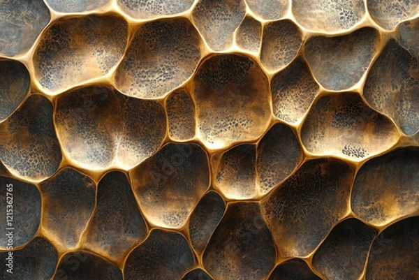 Fototapeta Abstract bronze texture with a unique pattern of uneven, organic shapes creating a visually captivating surface.