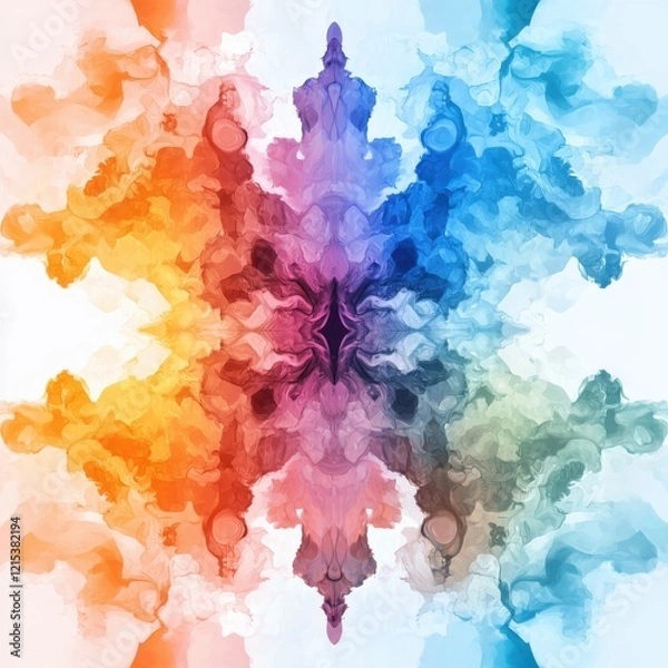 Fototapeta Psychedelic rorschach inkblot patterns digital art abstract aesthetics vibrant color gradients gigapixel resolution intriguing visual experience
