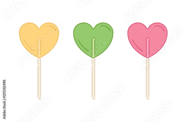 Fototapeta Heart Lollipop, Lollipop Vector, Valentine's Day, Candy Vector, Cute Heart Vector, Heart Candy, Vector Illustration Background