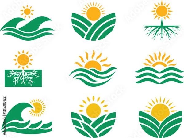 Fototapeta sunset above mountains peak icon vector illustration