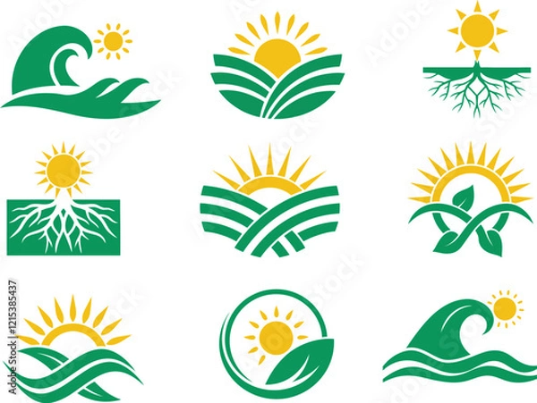 Fototapeta sunset above mountains peak icon vector illustration