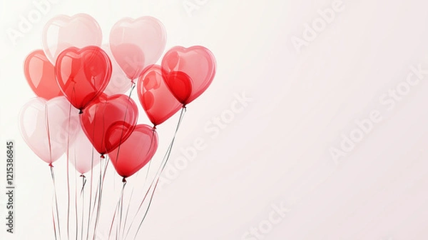 Fototapeta Valentine's day hearts ballons with copyspace, saint valentine and love background concept, blank space