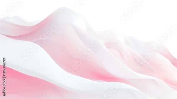 Obraz White and pink gradient solid wave movement 3D abstract gradient motion render isolated on white background