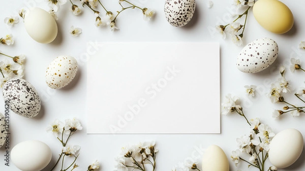 Fototapeta white easter eggs background