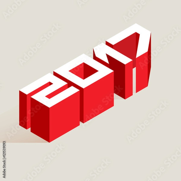 Fototapeta New Year 2017. Vector illustration in isometric style