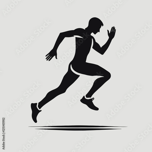 Obraz Runner in Motion Silhouette in black on a white background