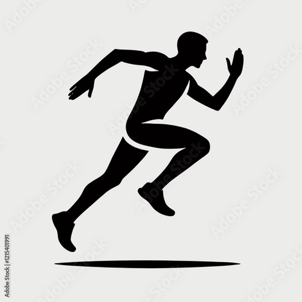 Fototapeta Runner in Motion Silhouette in black on a white background