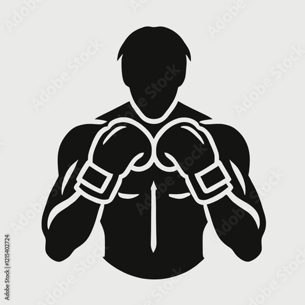 Obraz  Boxer Silhouette in black on a white background