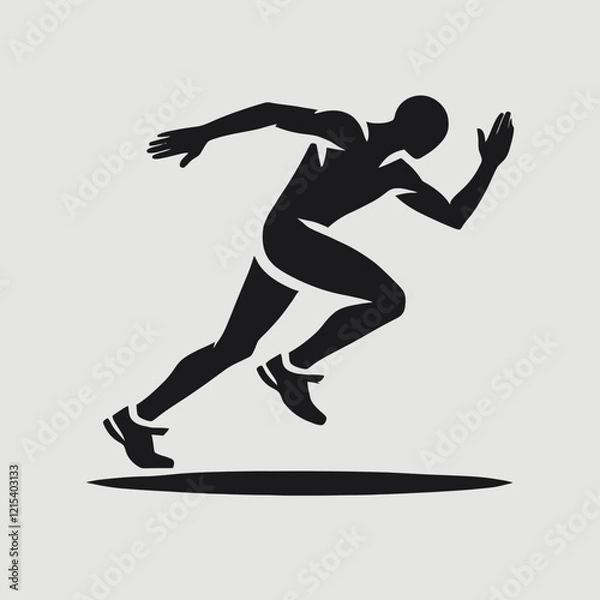 Obraz Athlete in Action Silhouette in black on a white background